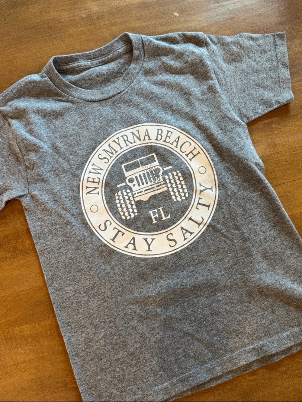Vintage New Smyrna Beach 'Stay Salty' Kids Graphic Tee - Gray